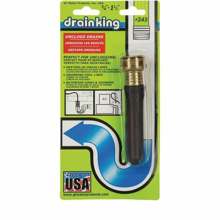 G. T. WATER Drain King 3/4in. to 1-1/2in. Water-Pressure Drain Opener 345